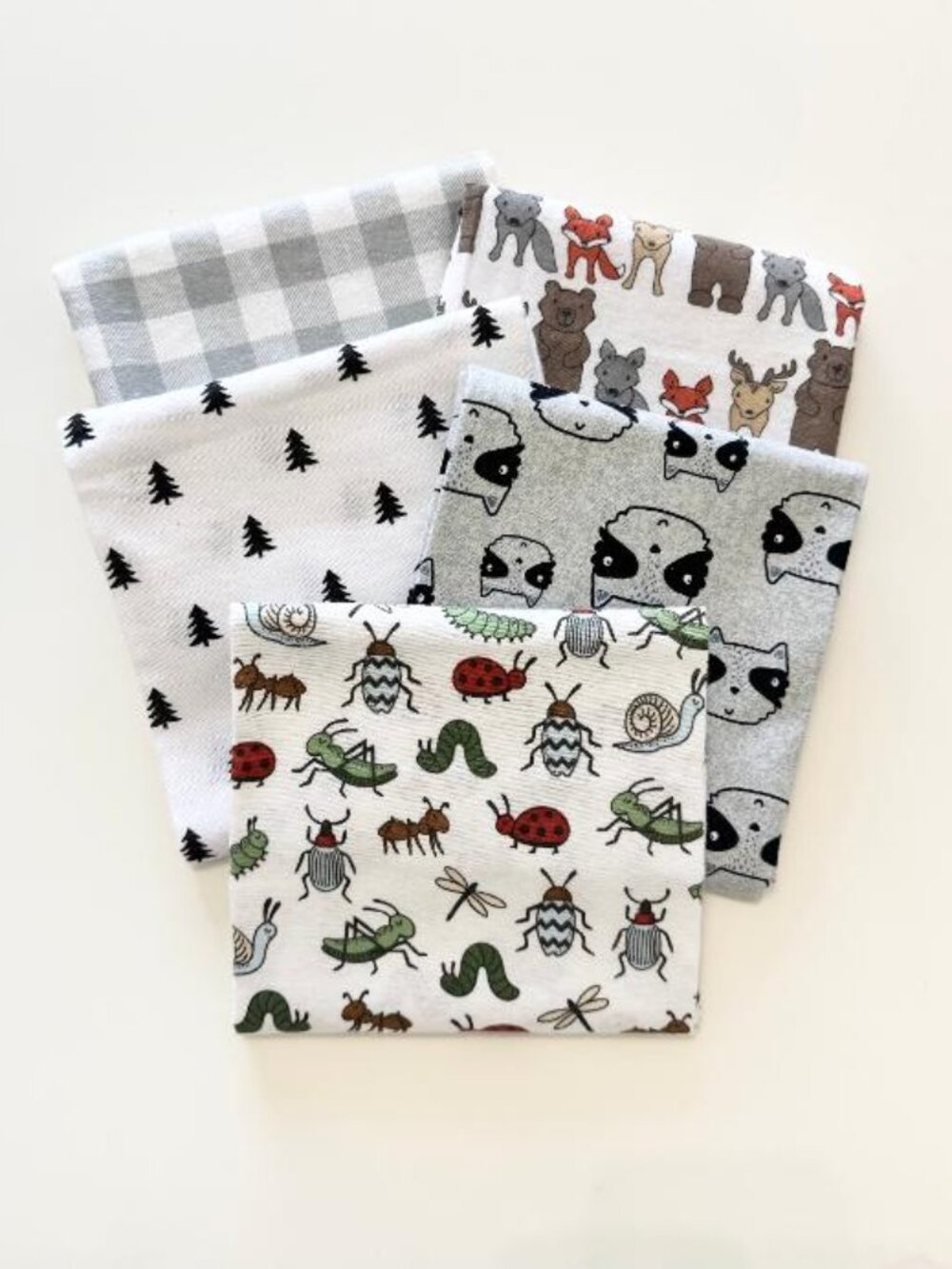 New Gender-Neutral Woodland Baby Receiving Blankets - LOT of 6 (Cotton)